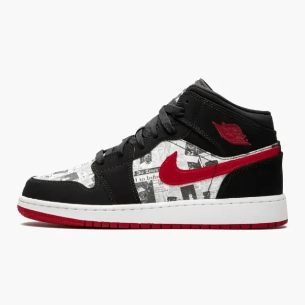 Air Jordan 1 Mid SE GS Newspaper