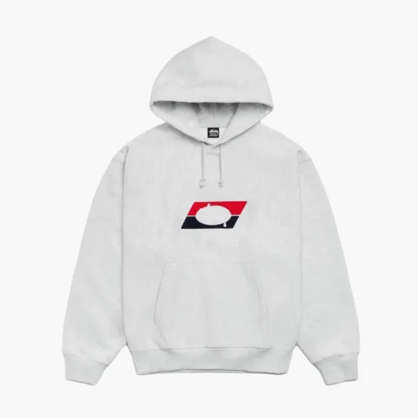Stussy Double Stripe Embroidered Hoodie Grey