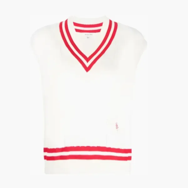 Sporty & Rich Striped-edges Sleeveless Knitted Top White