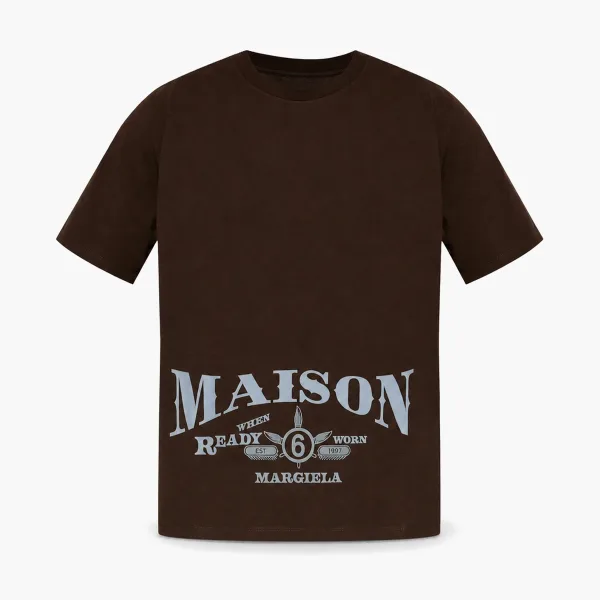 MM6 Maison Margiela Logo Print T-Shirt Brown