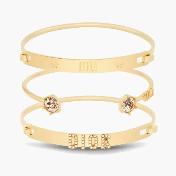 Dior Metal Crystal Bangles WMNS Gold