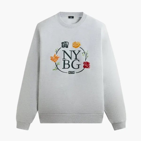 Kith x New York Botanical Garden Logo Nelson Crewneck Light Heather Grey