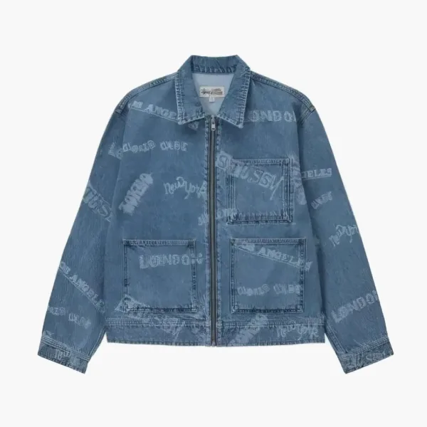Stussy Worldwide Zip Work Jacket Denim