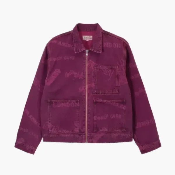 Stussy Worldwide Zip Work Jacket Burgundy