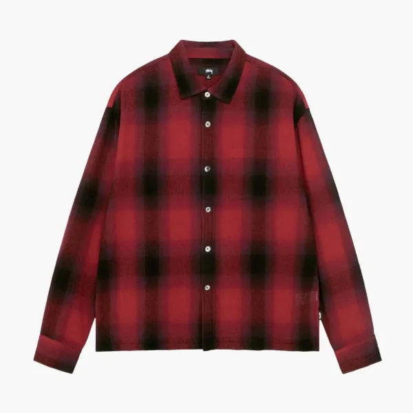 Stussy Loose Weave Plaid Shirt Red