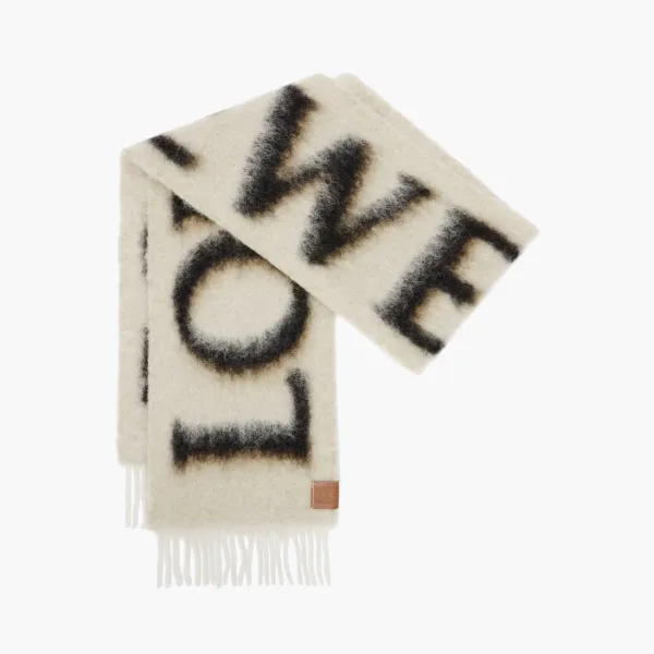 Loewe Scarf In Wool And Mohair Camel/Black