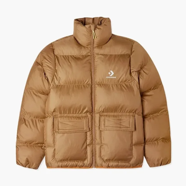 Converse Patch Pocket Puffer Jacket Brown