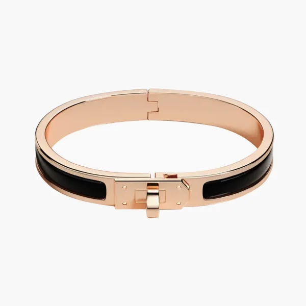Hermès Plated Metal Enamel Bangles Unisex Rose Gold