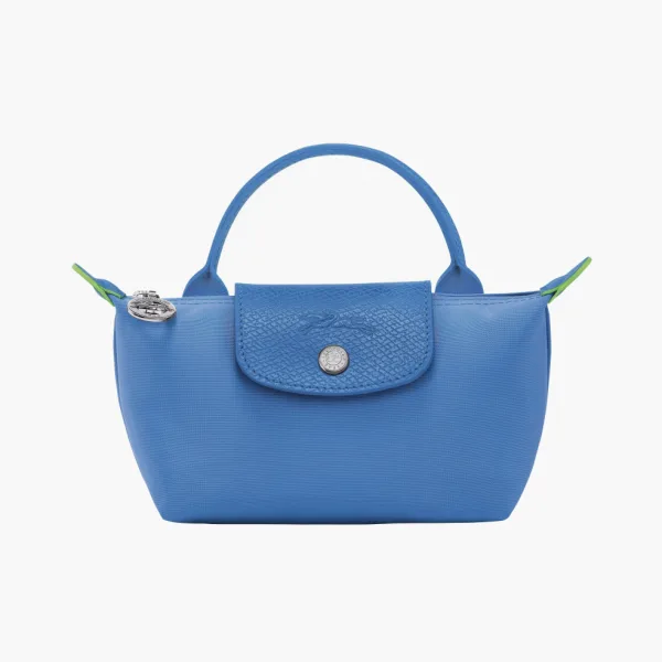 Longchamp Le Pliage Green Handle Pouch Cornflower