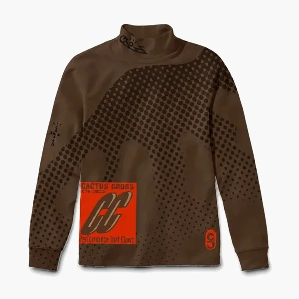 Travis Scott Cactus Jack Halftone Mock Neck Sweatshirt Brown