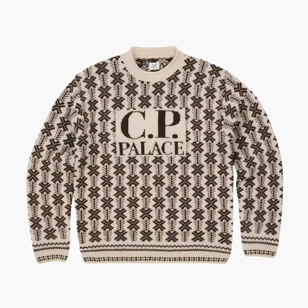 PALACE X C.P. Company Lambswool Knit Stone