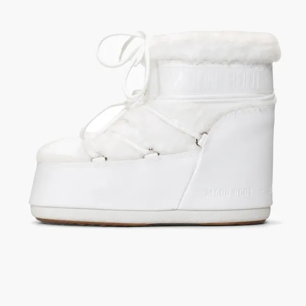 Moon Boot Icon Low Faux Fur White