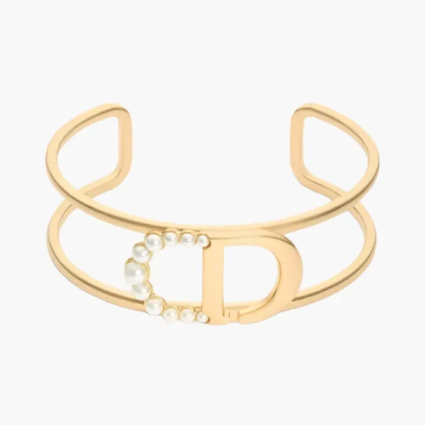 Dior Metal Resin Bead Bangles WMNS Gold