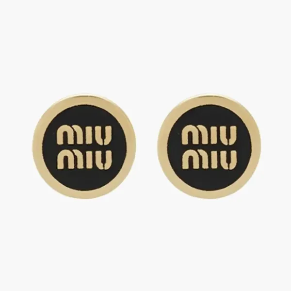 Miu Miu Enameled Metal Earrings Black