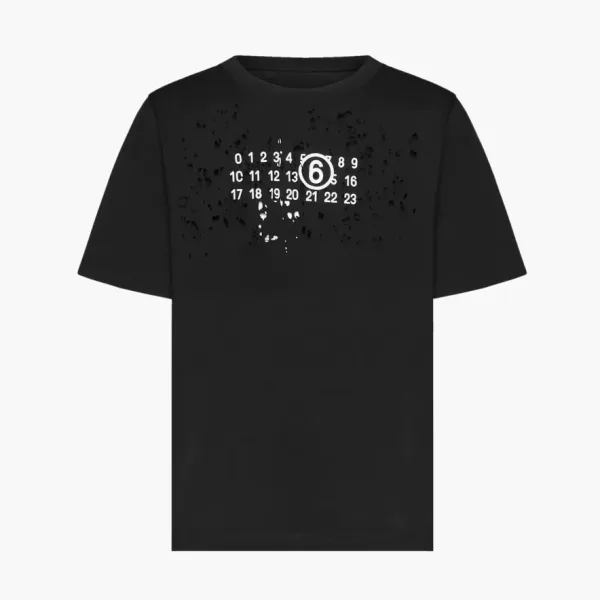 MM6 Maison Margiela Destroyed Logo T-Shirt Black