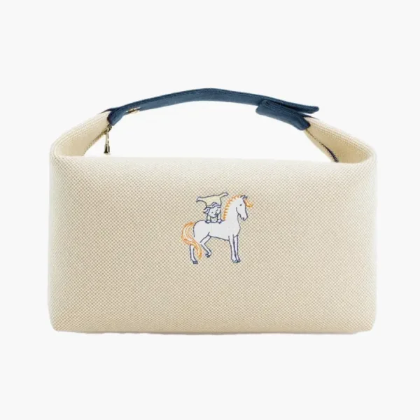 HERMES Bride a Brac Canvas Bag Unisex Gray