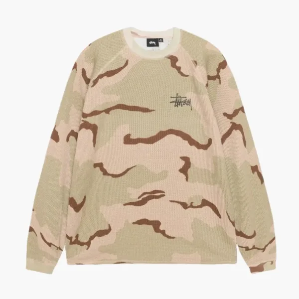 Stussy Raglan Thermal Long-Sleeve Crew Sand Camo