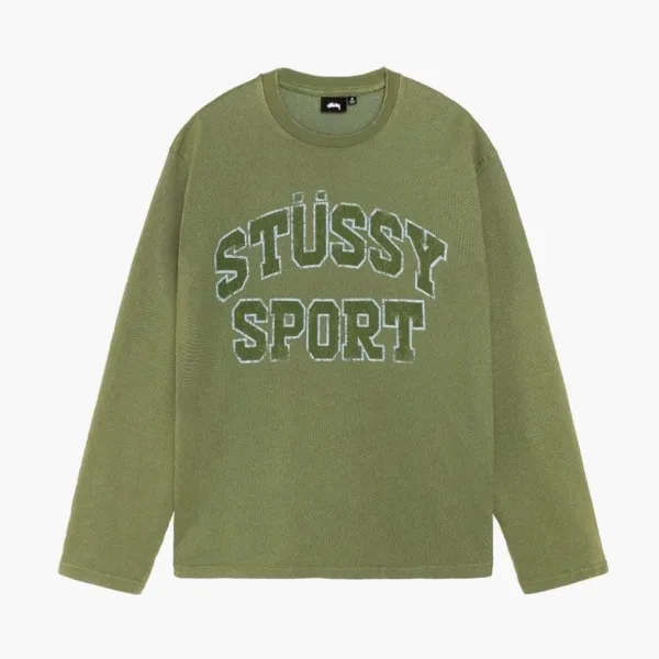 Stussy 2 Tone Cotton Mesh Crew  Green