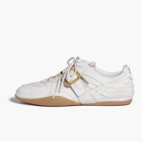 Miu Miu Leather Sneakers With Buckle WMNS White
