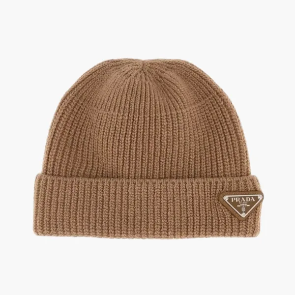 Prada Soft Wool Blend Beanie Brown