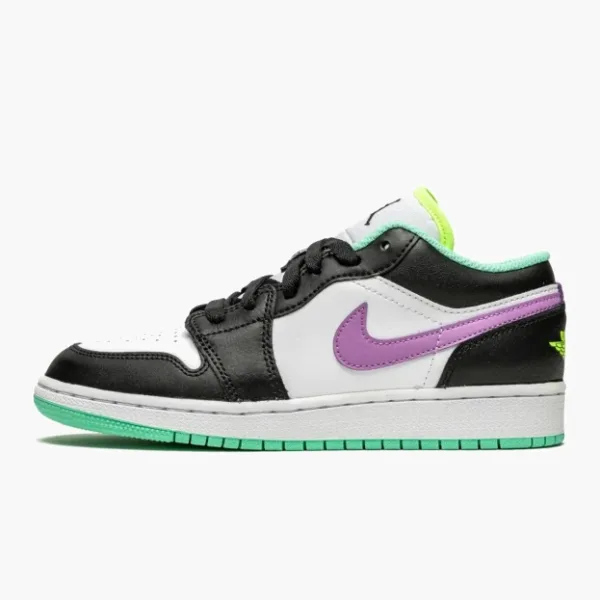 Air Jordan 1 Low GS Black / Violet Shock / Green Glow