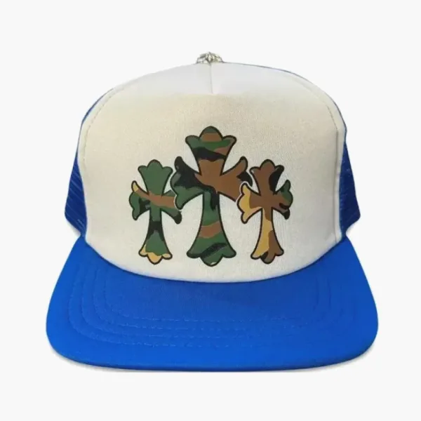 Chrome Hearts Triple Cross Trucker Hat Blue/White