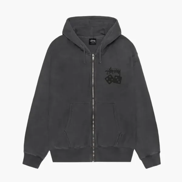 Stussy Dice Zip Hoodie Pigment Dyed Black