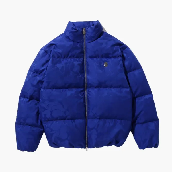 A Bathing Ape Tonal Solid Camo Puffer Down Jacket Blue