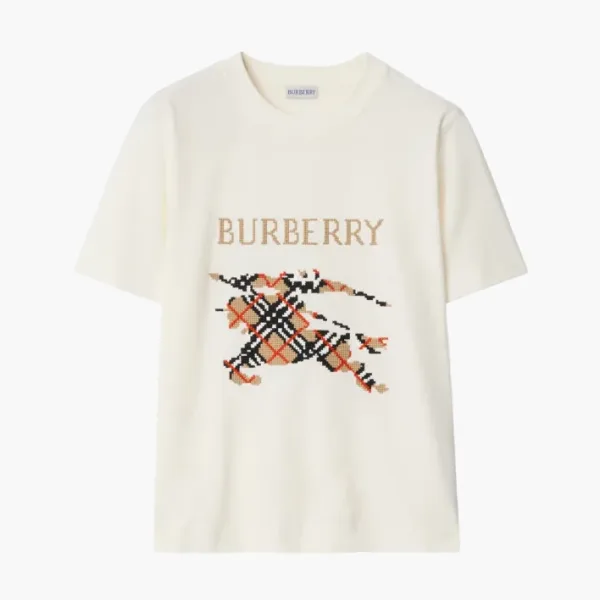Burberry Cross Stitch EKD​ Cotton T-shirt in Chalk White