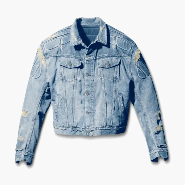 Yeezy X GAP X Balenciaga Destroyed Denim Jacket Light Blue