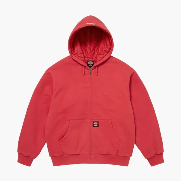 Supreme x Dickies Quilted Lined Zip Up Hooded Sweatshirt Burnt Red