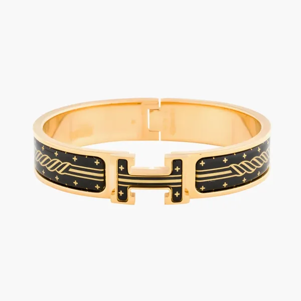 Hermès Clic H Quadrige Au Fil Enamel Bracelet Black