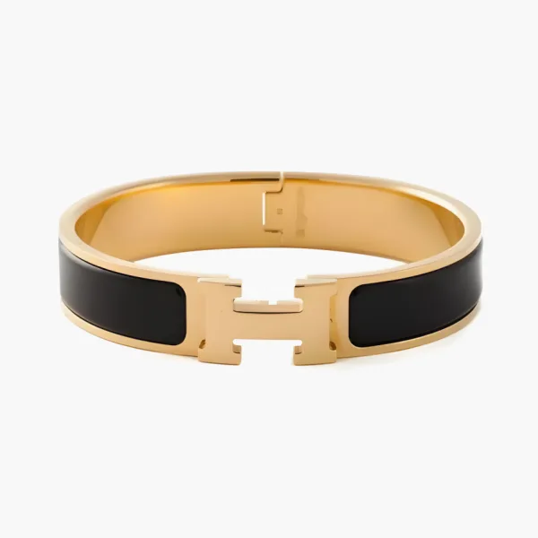 Hermès Pre-owned - Clic Clac H Bracelet - Women - Palladium Plated Brass/Black Enamel  Gold