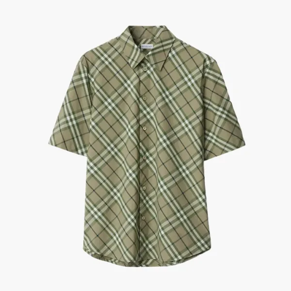 Burberry Check Cotton Shirt in Skylark Lark