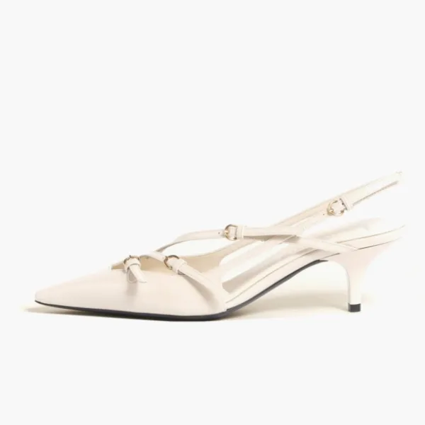 Miu Miu Patent Leather Slingbacks With Buckles Ivory