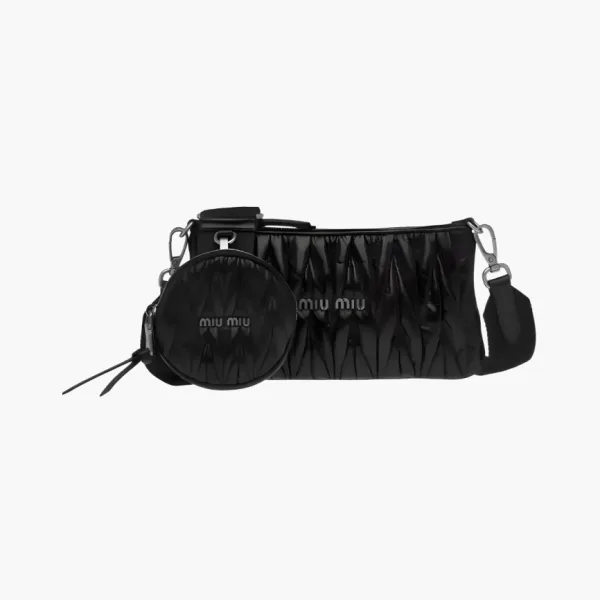 Miu Miu Dusty Matelassé Multi-Pochette Crossbody Black