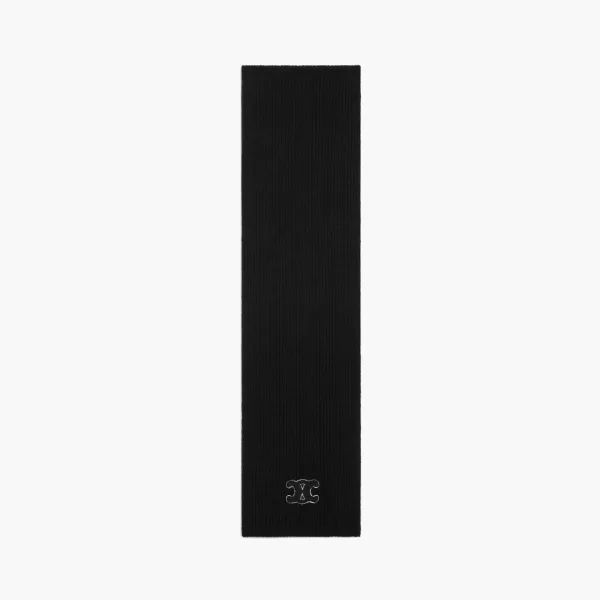 Celine Triomphe Scarf Wool Black