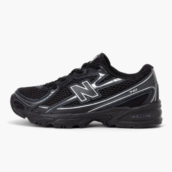 New Balance 740 Bungee Lace PS Black Grey Silver