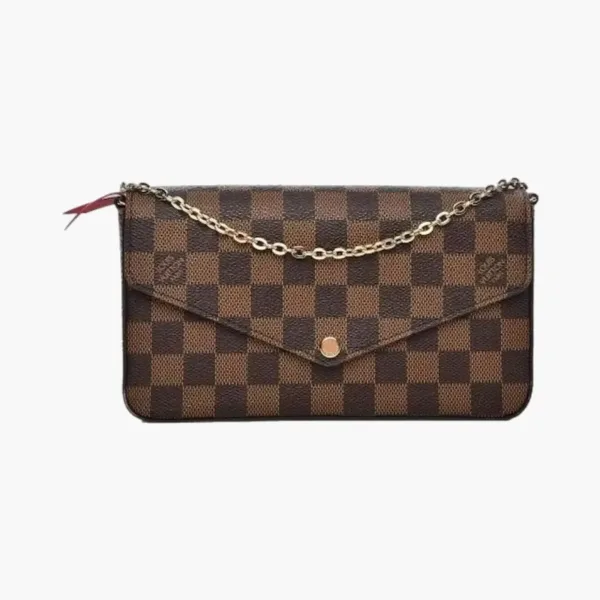 Louis Vuitton Pochette Felicie Damier Ebene Cerise Red Lining