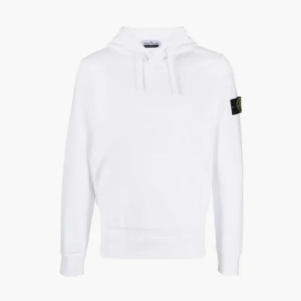 Stone Island Brushed Cotton Popover Hoodie White