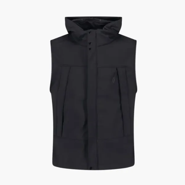 C.P. Company Mens Sleeveless Jacket With Integrated Goggles And High Collar Black