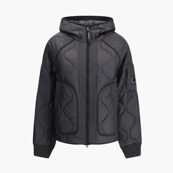 C.P. Company Quilted Jacket With A Hood Blue