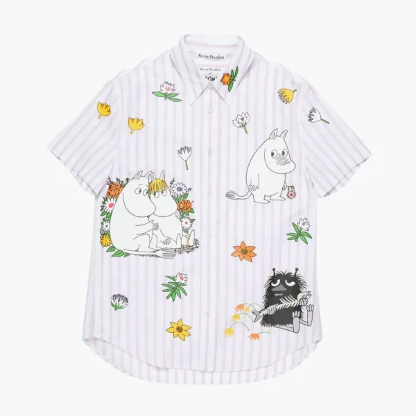 Acne Studios x Moomin Short Sleeve Striped Shirt White/Rose Pink