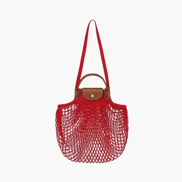 Longchamp Le Pliage Filet Top Handle Bag  Red