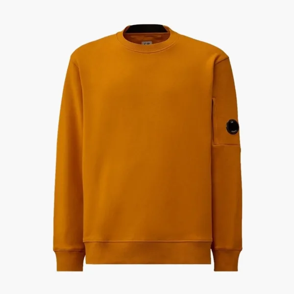 C.P. Company Diagonal Raised Fleece Crewneck Lens Sweatshirt Desert Sun - Orange