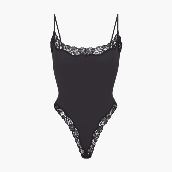 Skims Fits Everybody Lace Cami Bodysuit Onyx