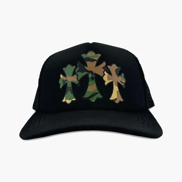 Chrome Hearts Triple Cross Trucker-Graphic Cap Black