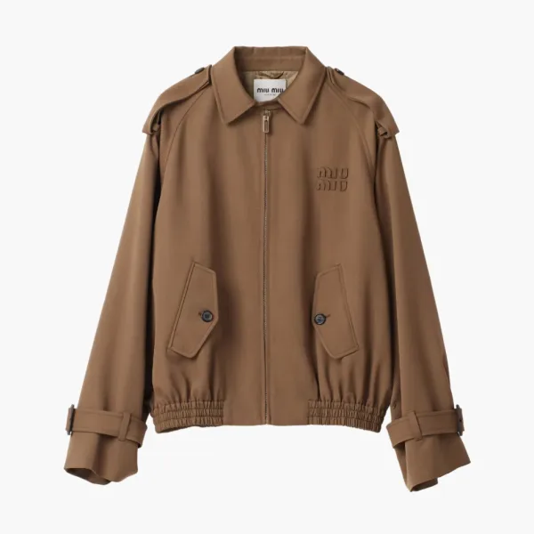 Miu Miu Gabardine Blouson Jacket Cork Beige