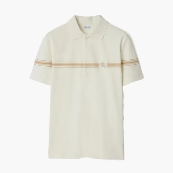 Burberry Striped Cotton Polo Shirt  Ice