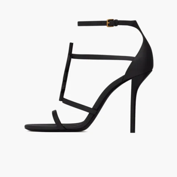 Saint Laurent Cassandra Sandals In Smooth Leather Black